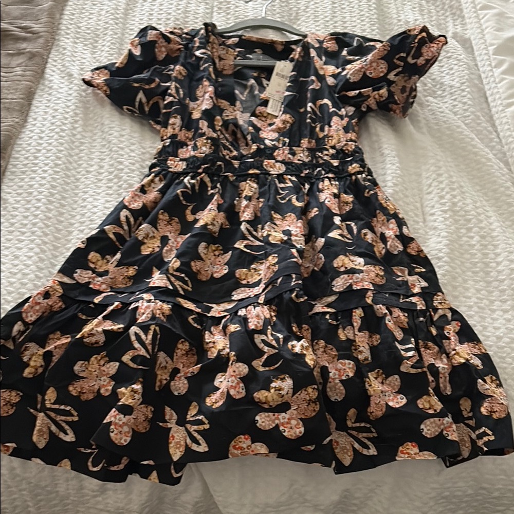 Elegant Black Dress with Floral Design